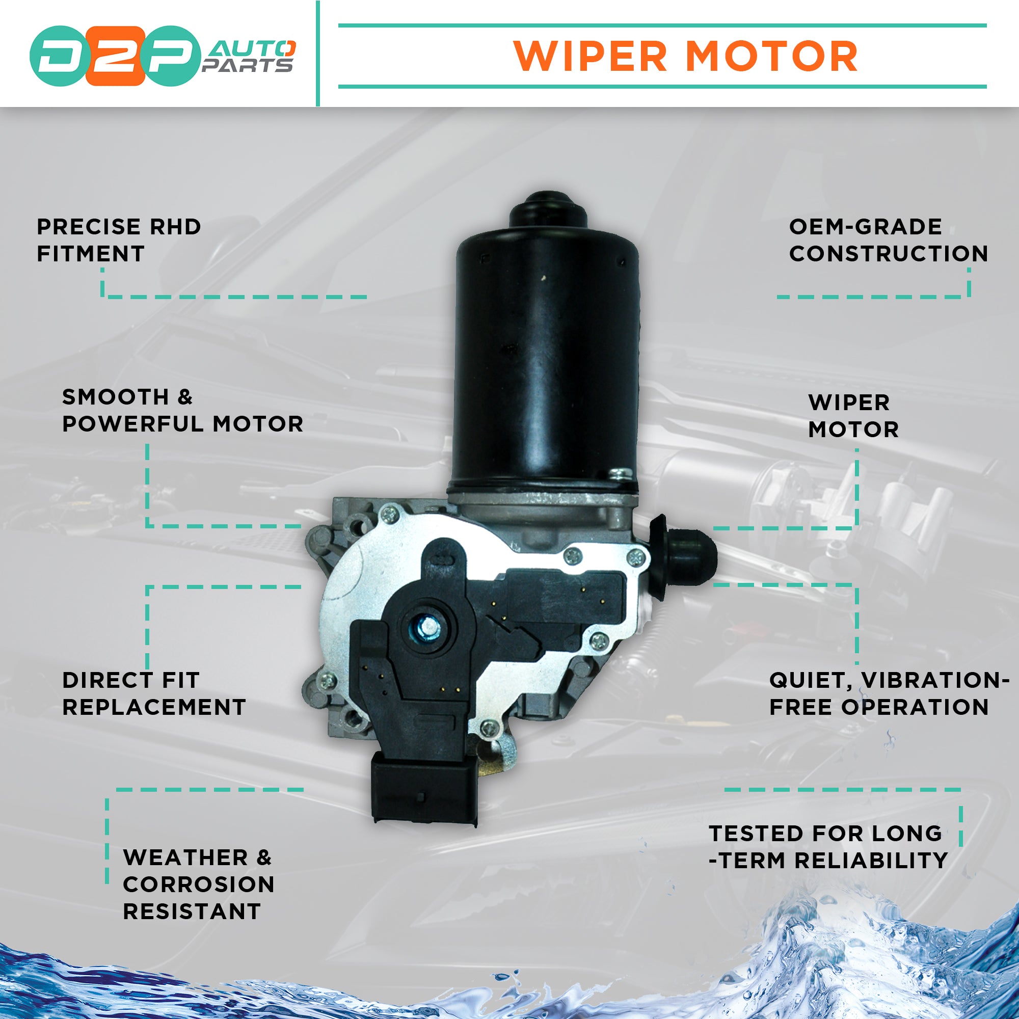 Front Windscreen Wiper Motor for Nissan: NV400, Opel: Movano, Renault: Master, Vauxhall: Movano