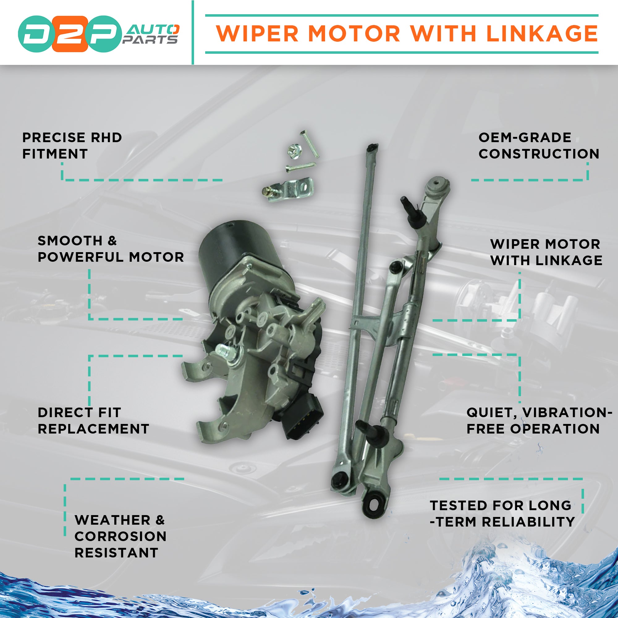 Front Windscreen Wiper Motor & Linkage for Dacia Duster, Logan, Renault Clio and similar RHD models