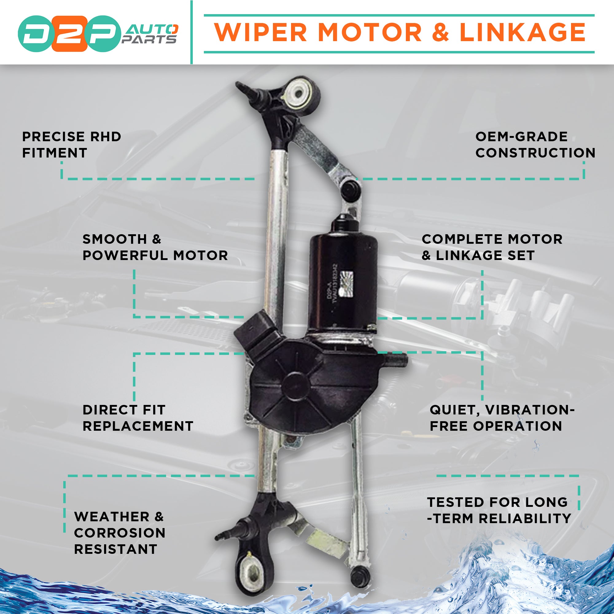 Front Windscreen Wiper Motor & Linkage For Opel: Corsa, Vauxhall: Combo, Corsa, Corsavan 13182342