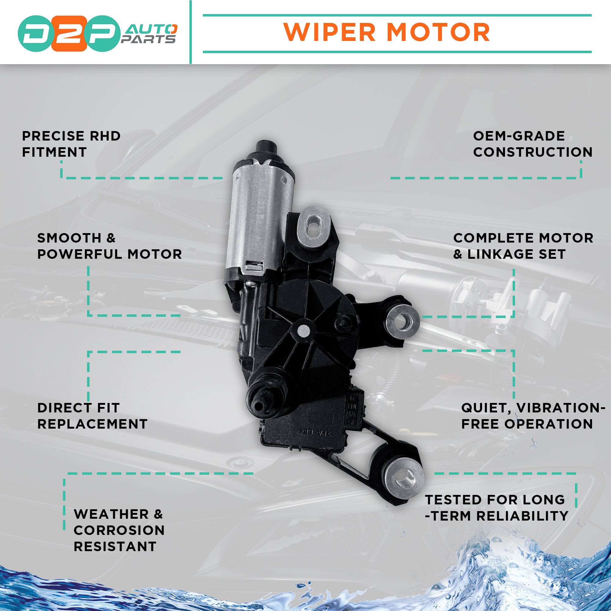 Rear Wiper Motor for Audi A1, A6, Q3 - OE Part # 4G9955711A, 4G9955711C, 8U0955711A