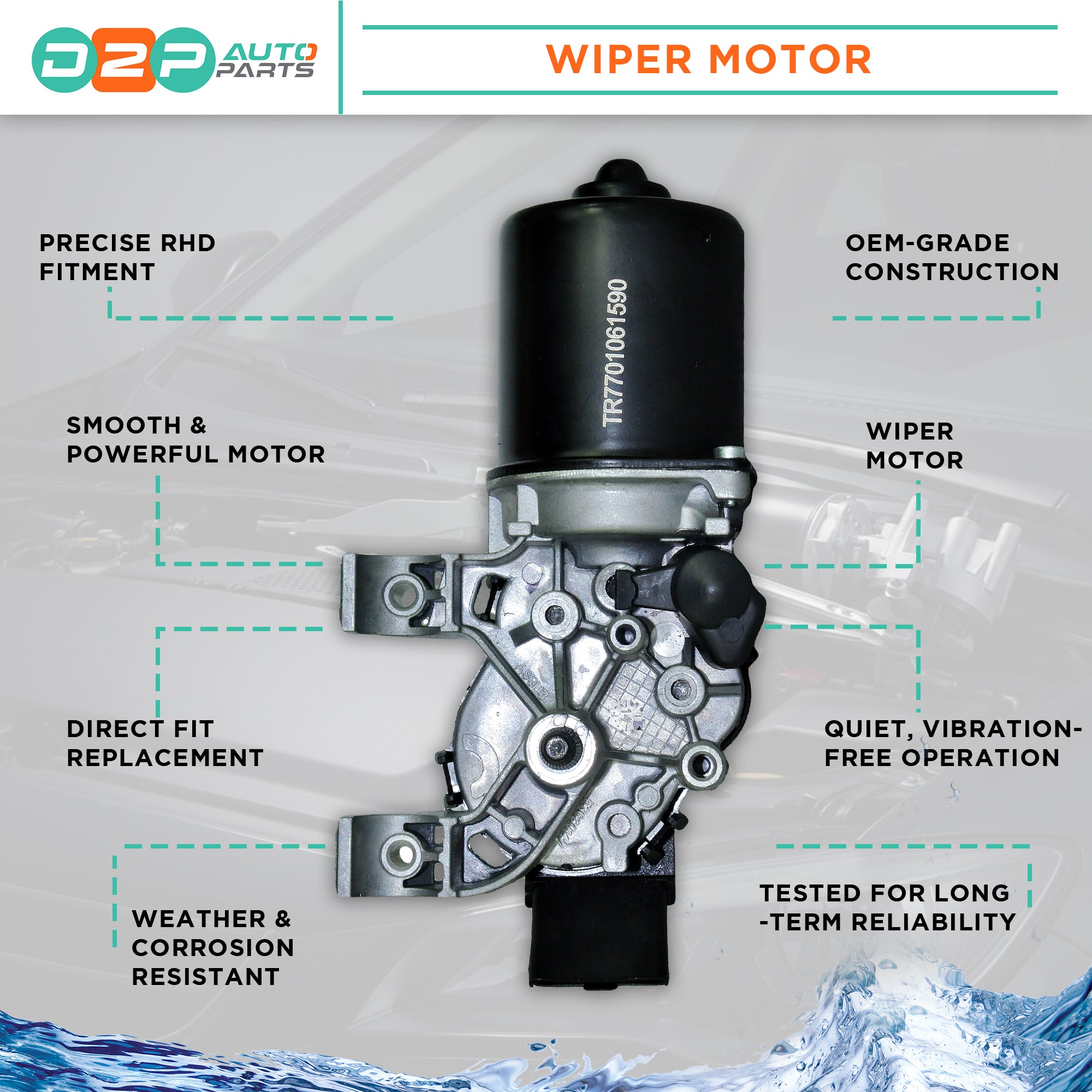 Front Windscreen Wiper Motor 12V (4 Pins) For Renault Clio, Modus, Grand Modus, and Twingo