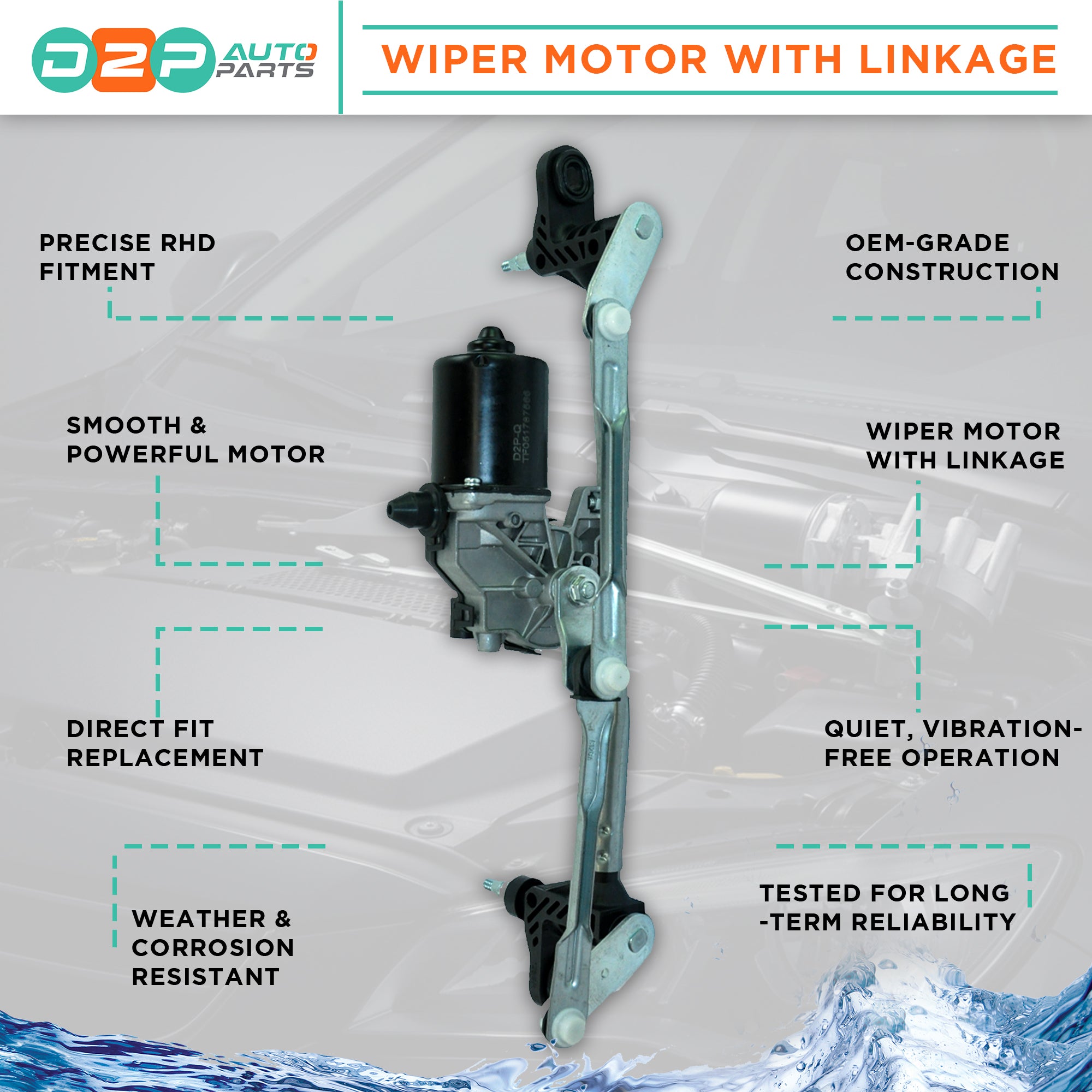 Front Windscreen Wiper Motor With Linkage for Fiat, Ford 0051787566