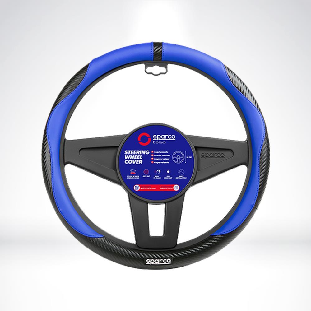 Sparco Steering Wheel Cover, Rubber Ring D38cm Black Carbon Grey PVC For All Car