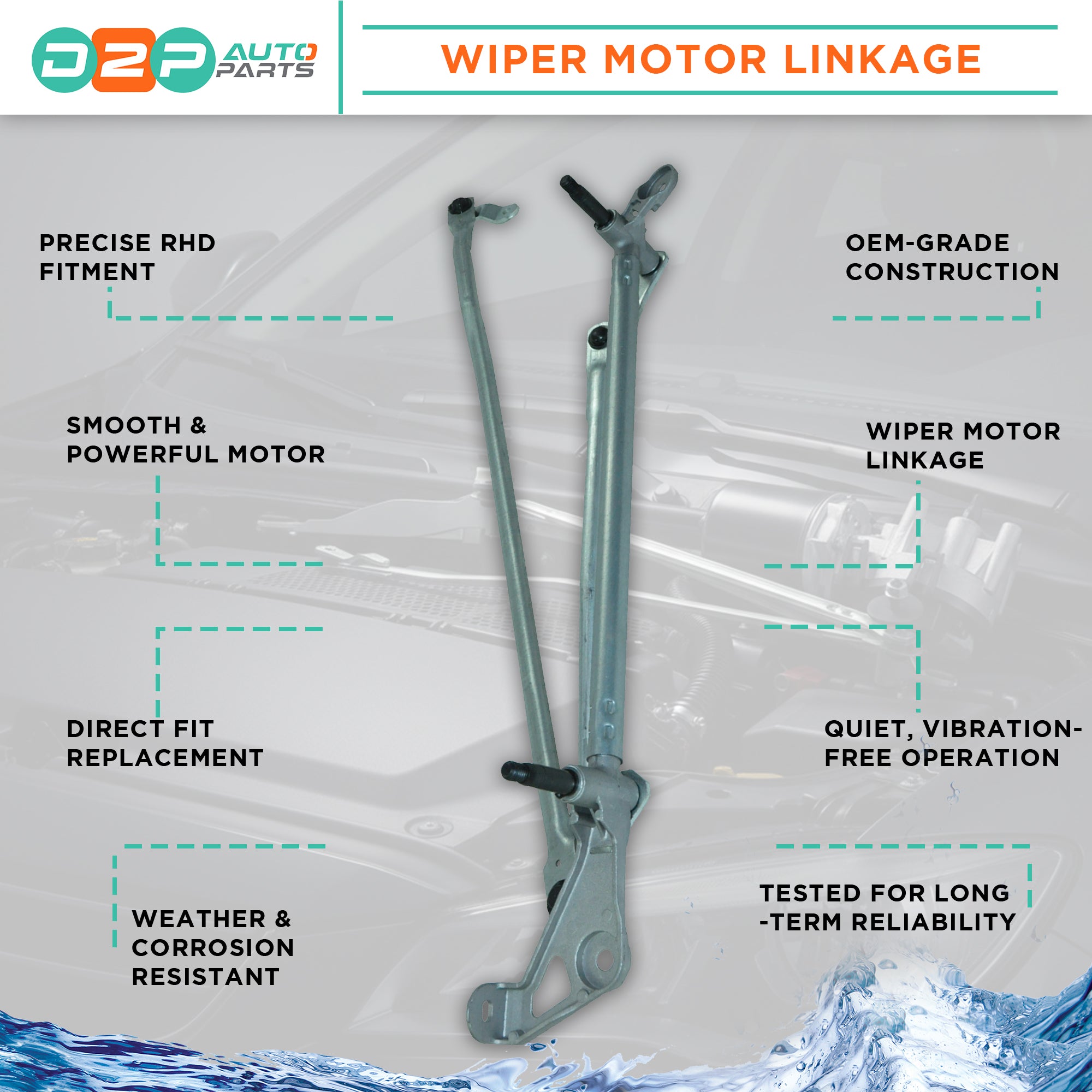 Wiper motor linkage assembly for Renault Clio