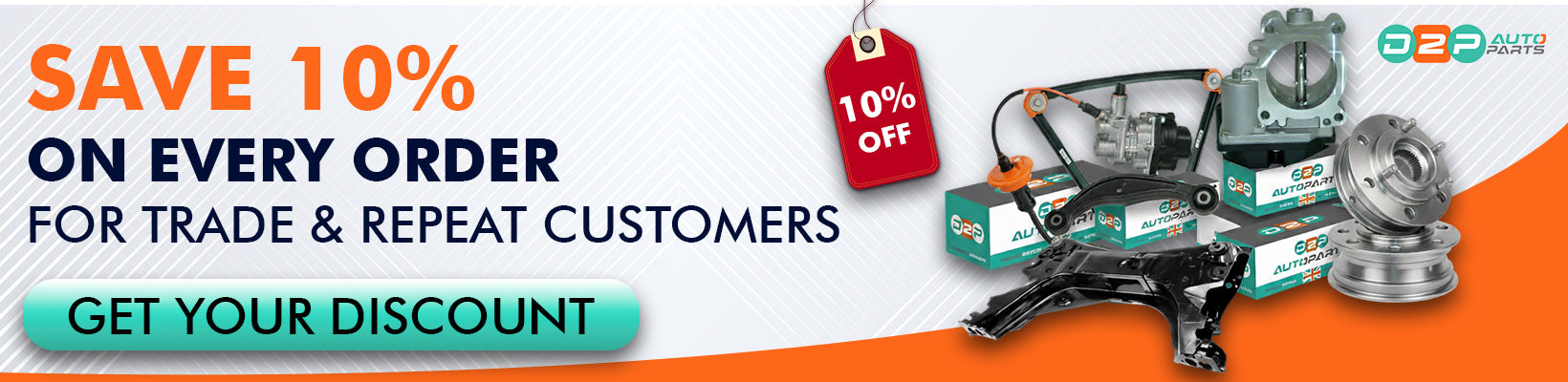 10% off car parts for trade and repeat customers at D2P Autoparts