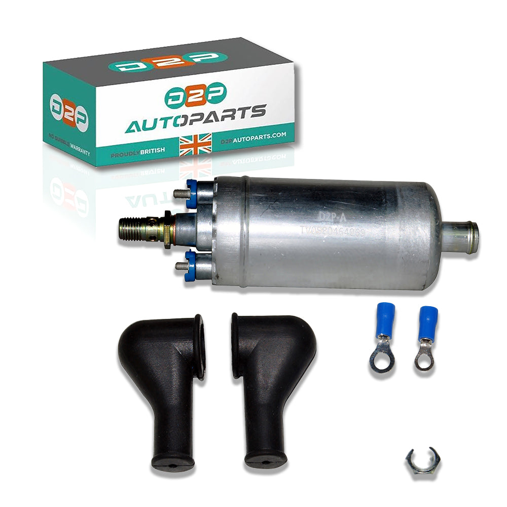 External Petrol Fuel Pump (12V) For Alfa Romeo, Alpina, Citroen, Fiat, Porsche, Renault, Saab, and Volvo