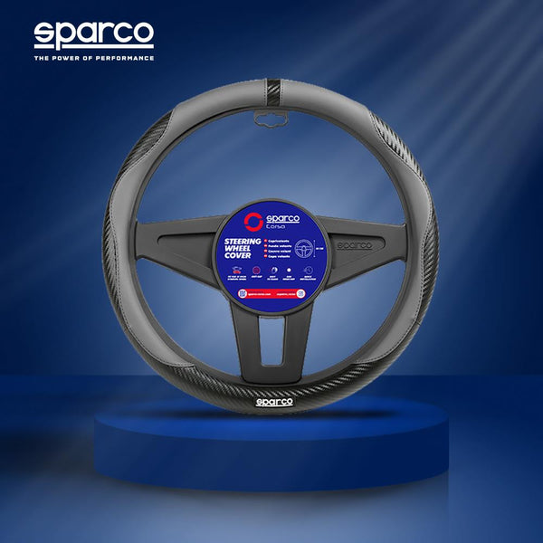Sparco Steering Wheel Cover, Rubber Ring For Most Cars, 15-inch Black/grey