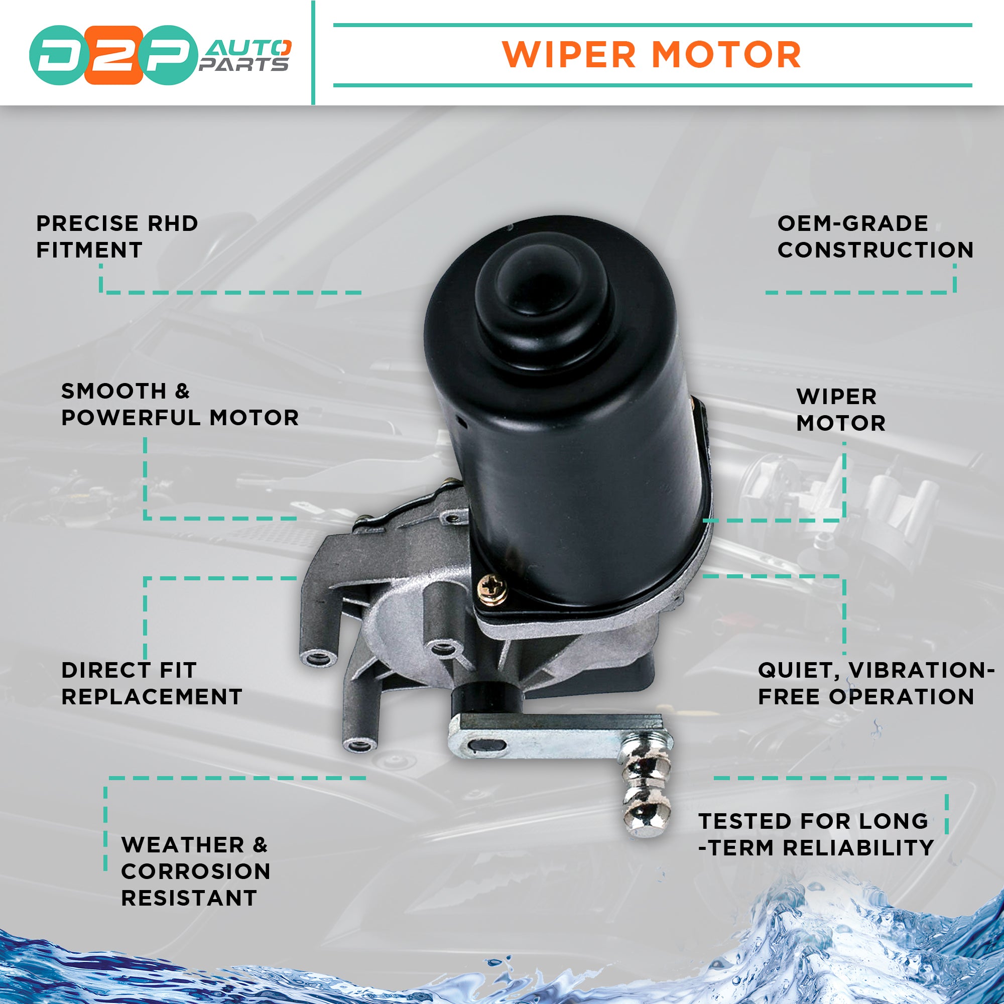 Front Windscreen Wiper Motor (4 Screws) For Peugeot, Citroen, Fiat, Ford, Volvo, and Land Rover 77364111
