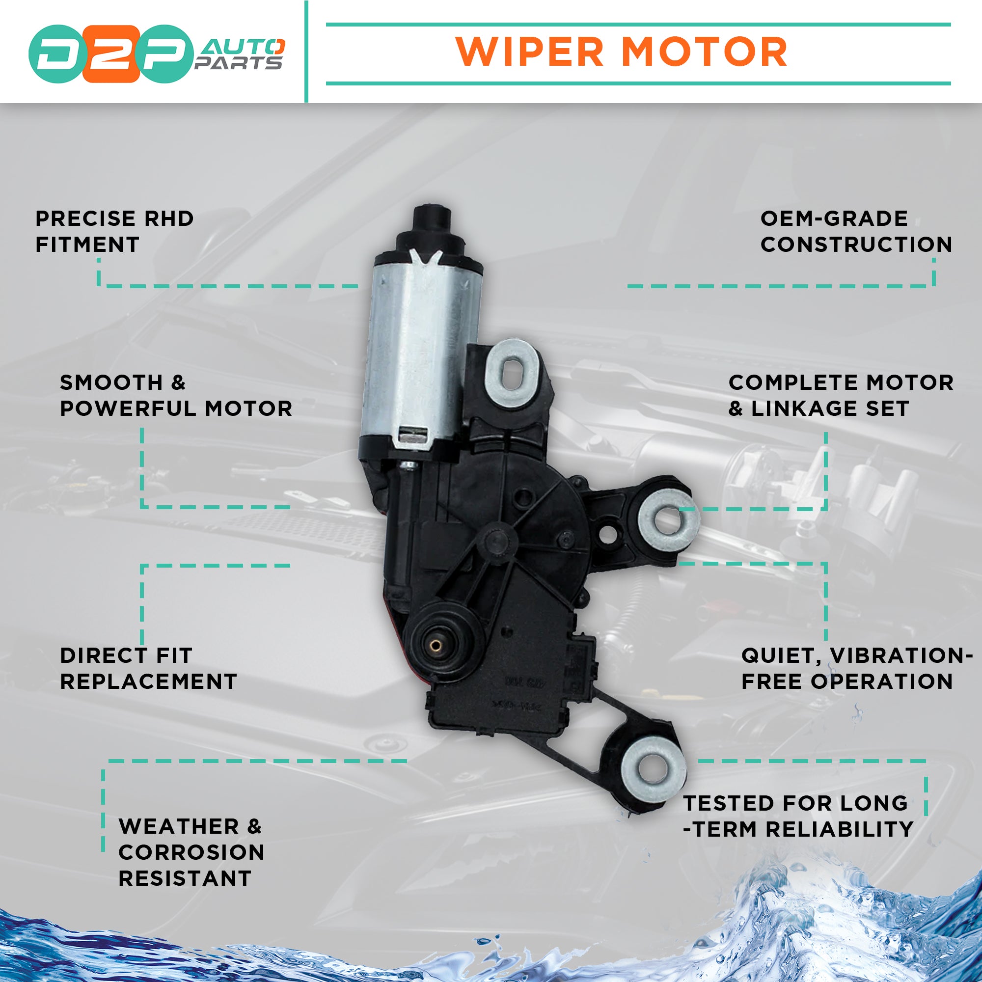 Rear Windscreen Wiper Motor (12V) For Audi: A3, A4, A6, Q5, and Q7 8E9955711