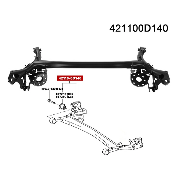 Rear Axle Subframe Crossmember For Toyota Yaris/Vitz P9 2005-2014 42110-0D140