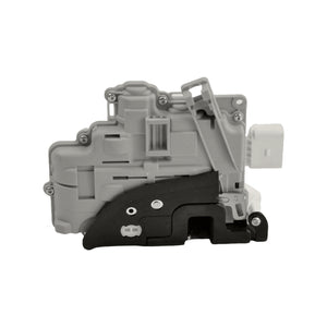 Detailed view of locking latch plate and electric actuator for rear door