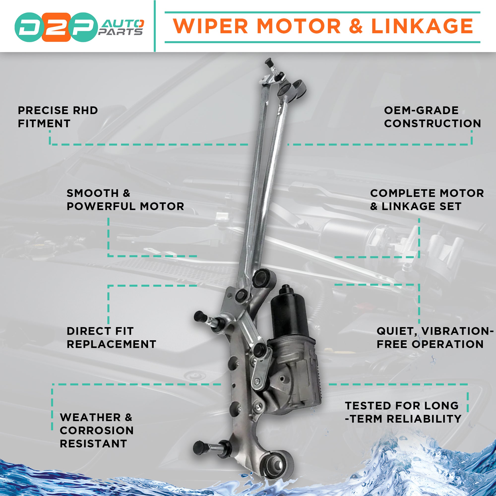 Audi Q7 front wiper motor and linkage assembly 4L2955119