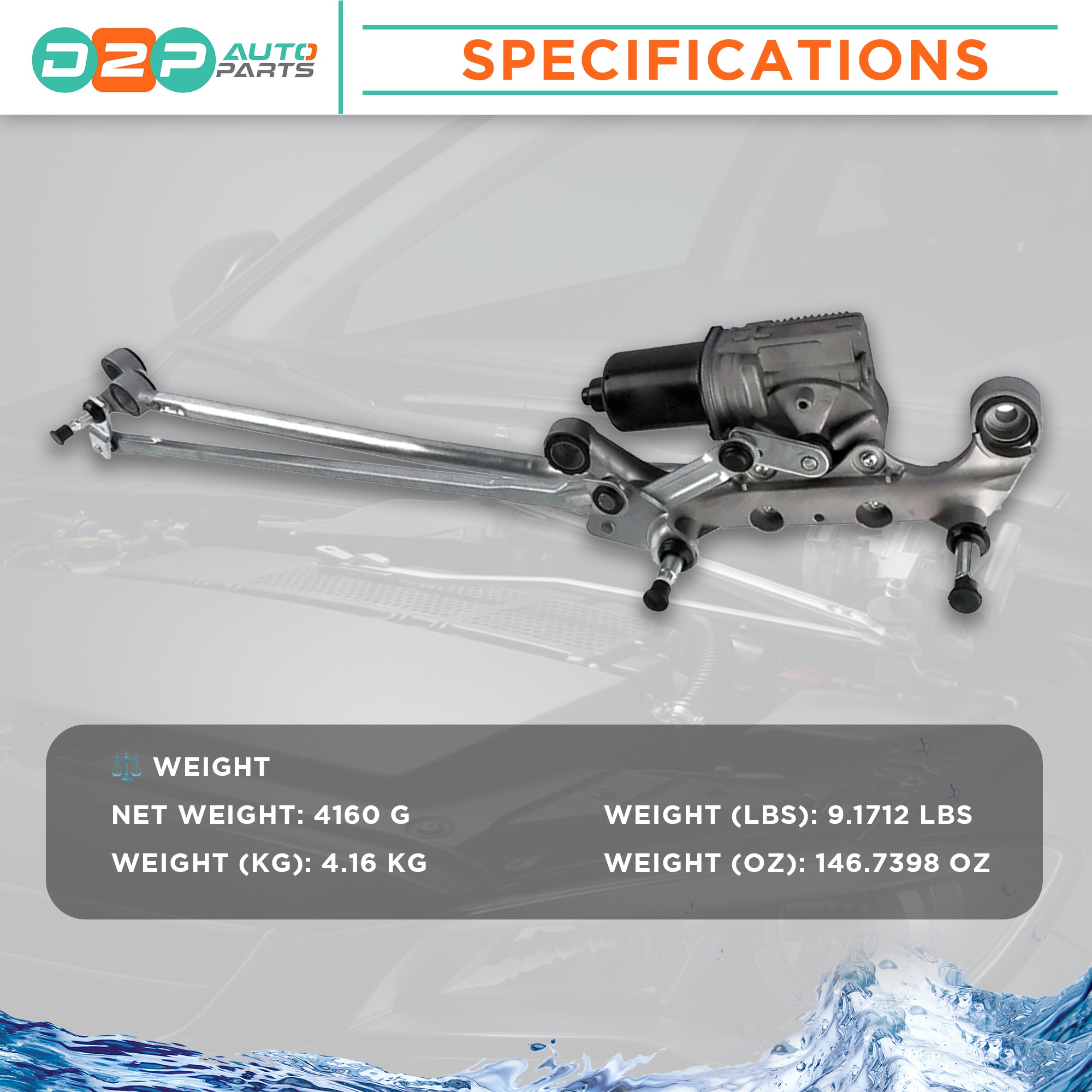 Audi Q7 front windscreen wiper linkage motor unit