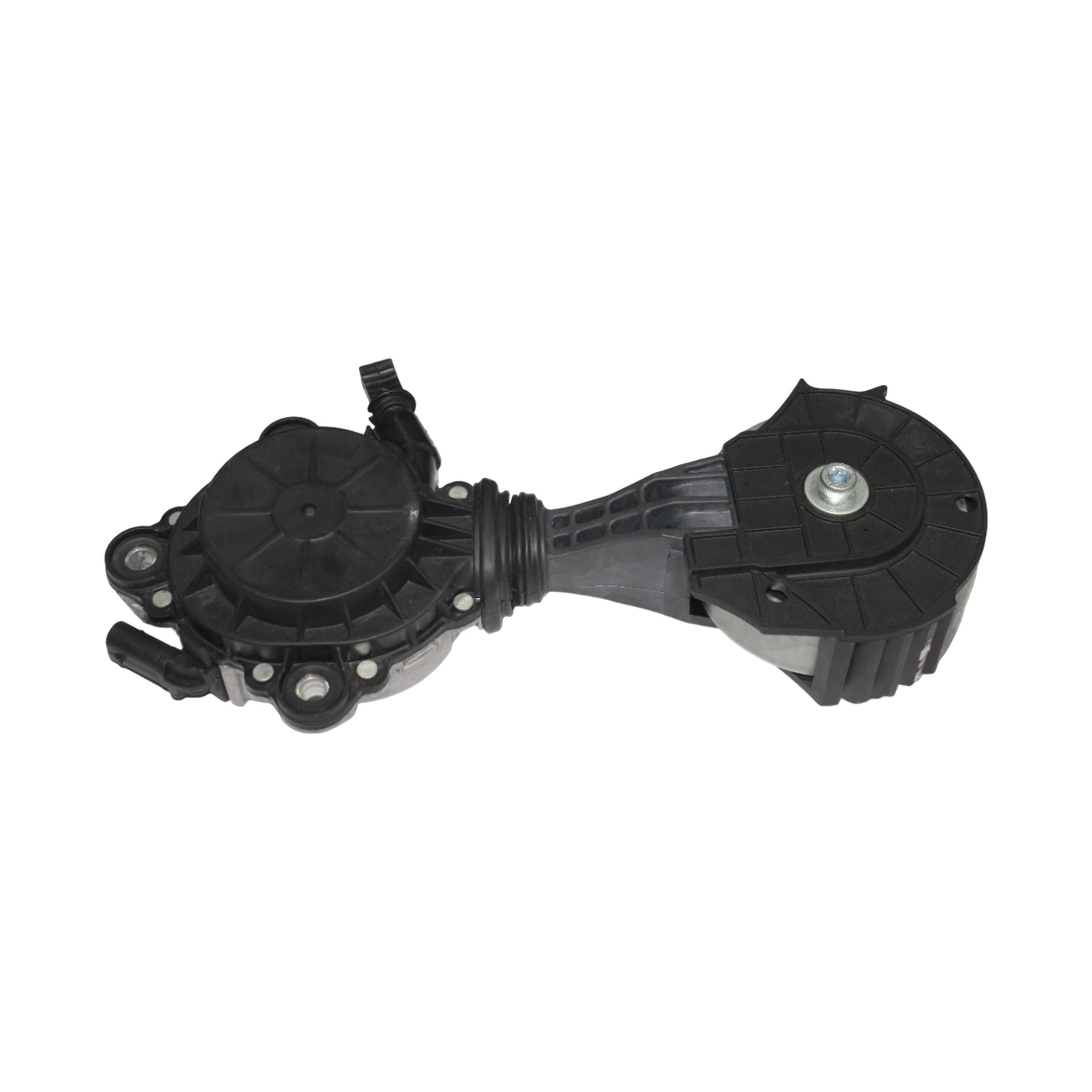 Side-angle view of friction wheel pulley wheel for automotive water pump replacement