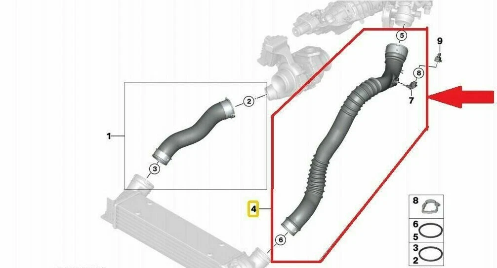BMW diesel turbo intercooler hose 11617797483 detailed product shot