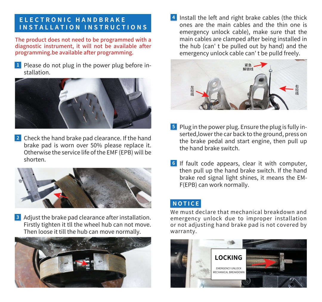 WLWCTRONIC HANDBRAKE INSTALLATION INSTRUCTIONS