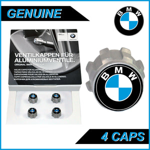 Genuine aluminium TPMS tyre valve caps pack of 4 for BMW 36122447401