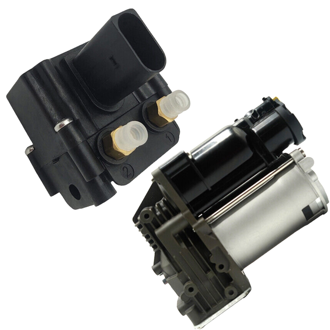 BMW X5 X6 E70-E72 air suspension compressor unit with valve block