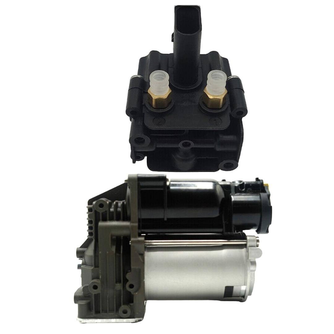 Air ride suspension compressor pump & valve assembly for BMW X5 / X6