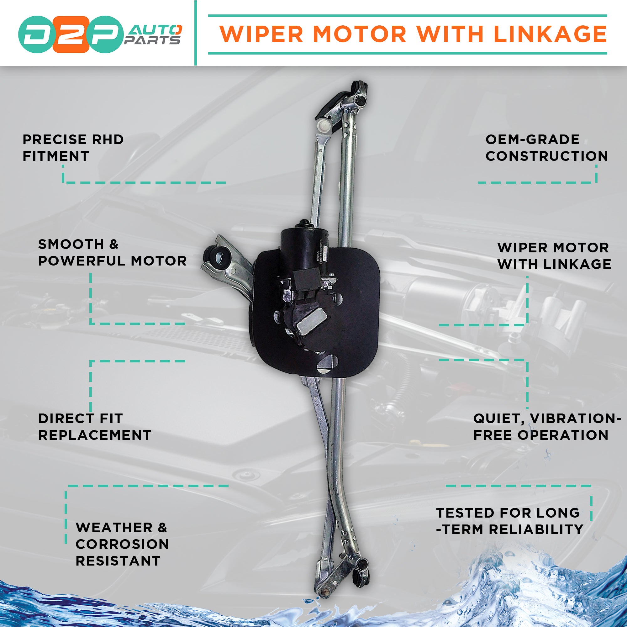 Front wiper motor linkage mechanism for BMW Mini close-up