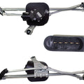 Detailed view of BMW Mini wiper motor linkage mechanism