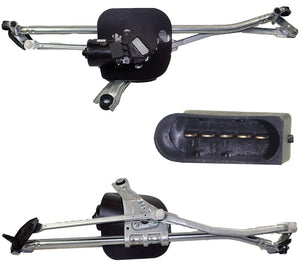 Detailed view of BMW Mini wiper motor linkage mechanism
