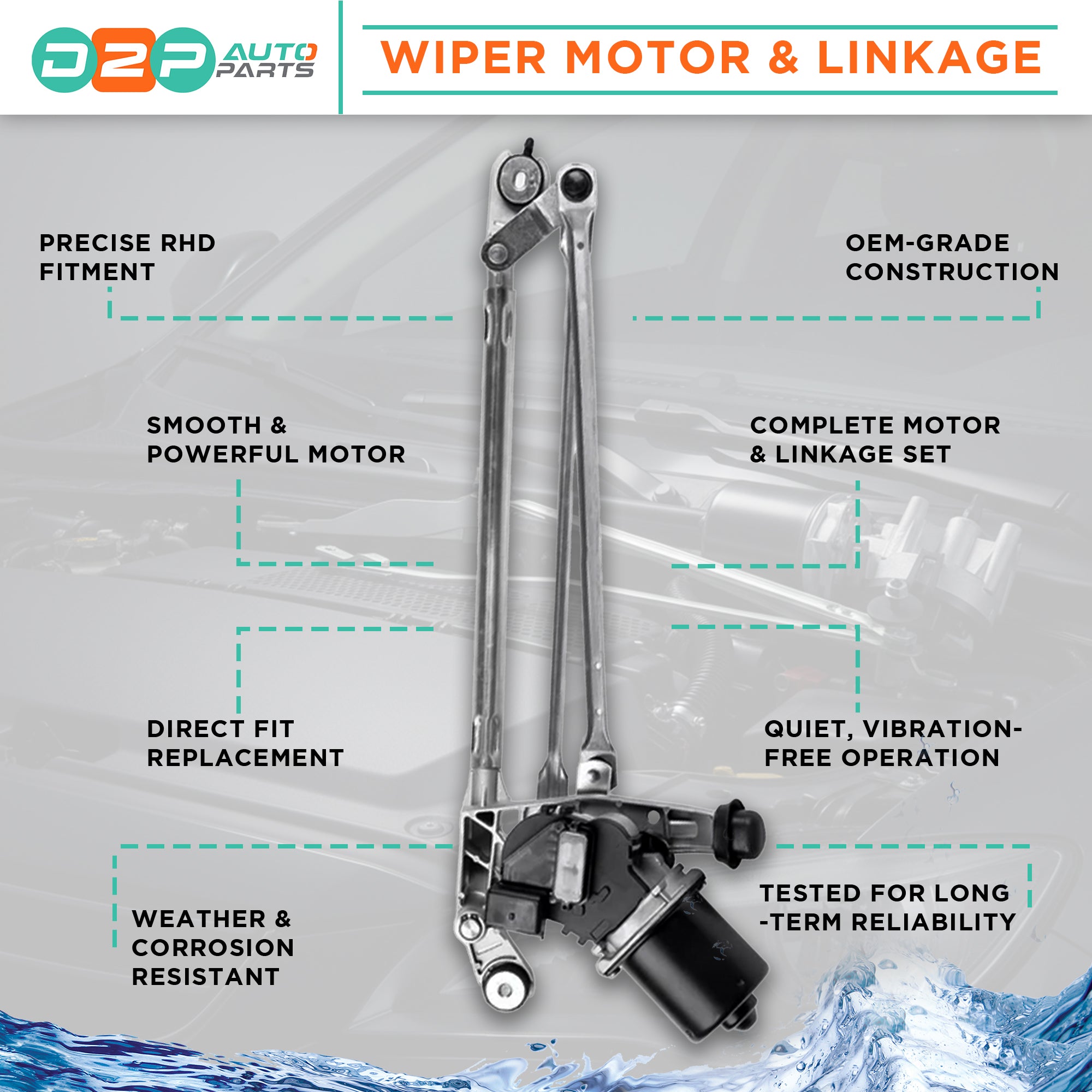 Citroën C3 right hand drive front wiper motor and linkage