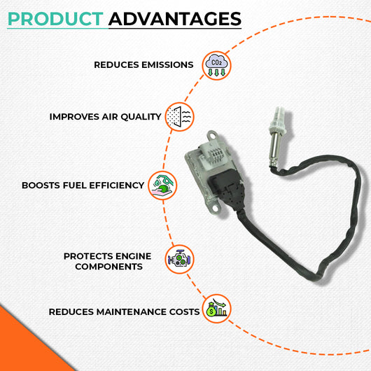 Close-up of NOx sensor thread and wiring connector for exhaust system repair