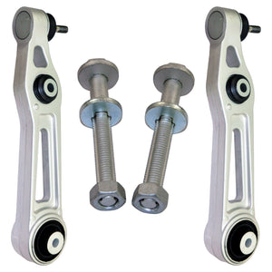 Tesla Model X front lower control arm set installed on vehicle