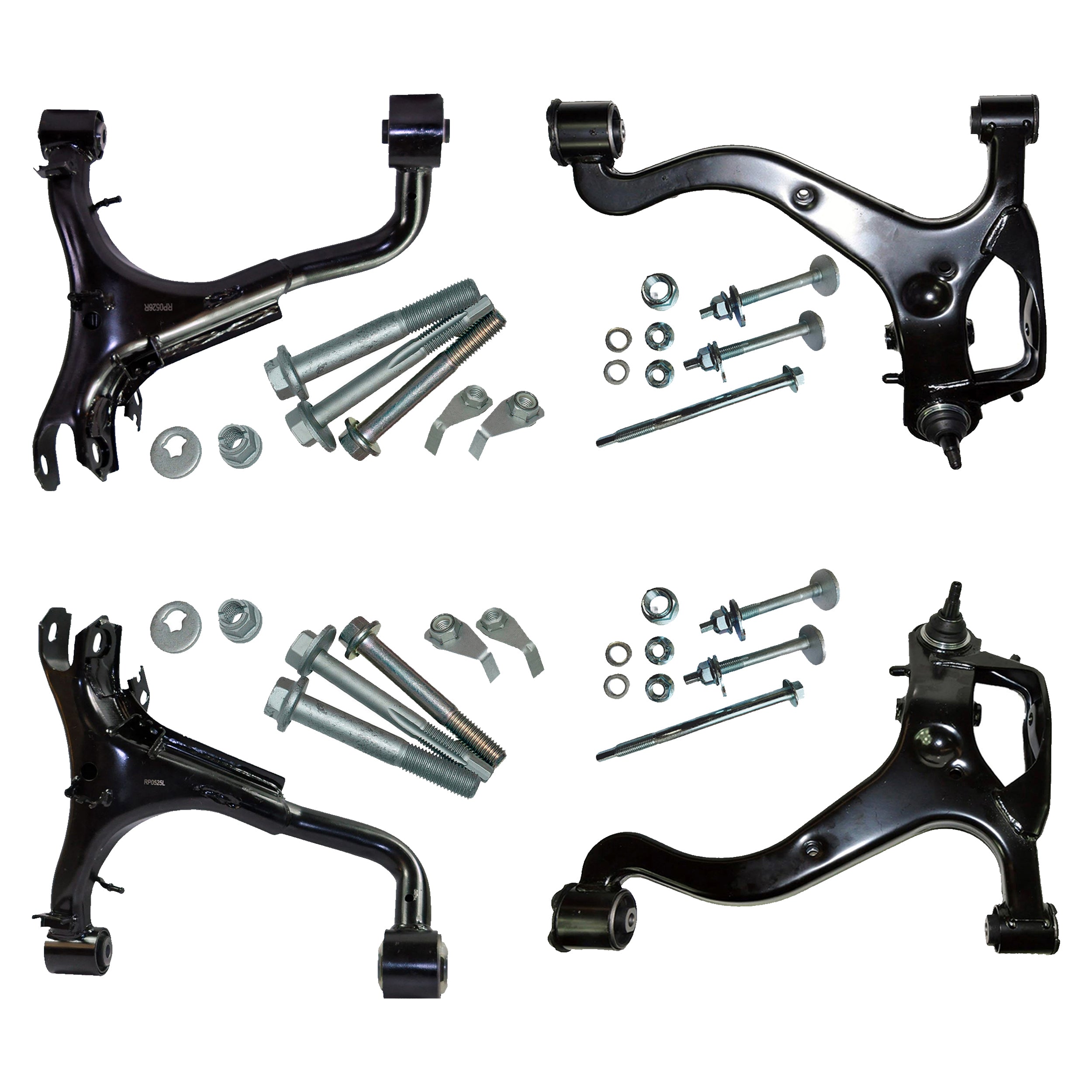 Set Of Rear Upper & Front Lower Suspension Wishbone Control Arms With Fittings
