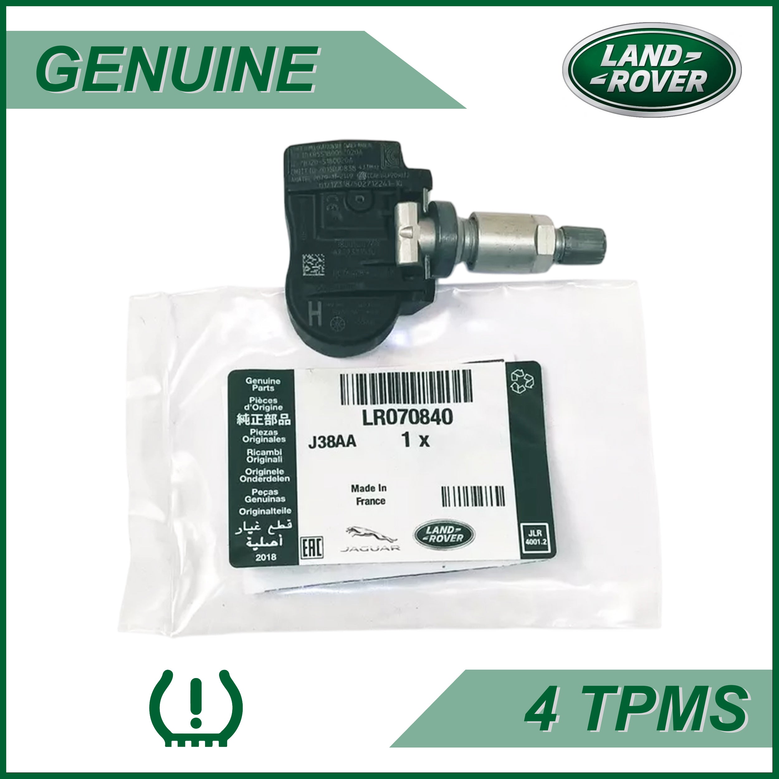 Jaguar Land Rover TPMS sensor kit 4 pieces OEM replacement