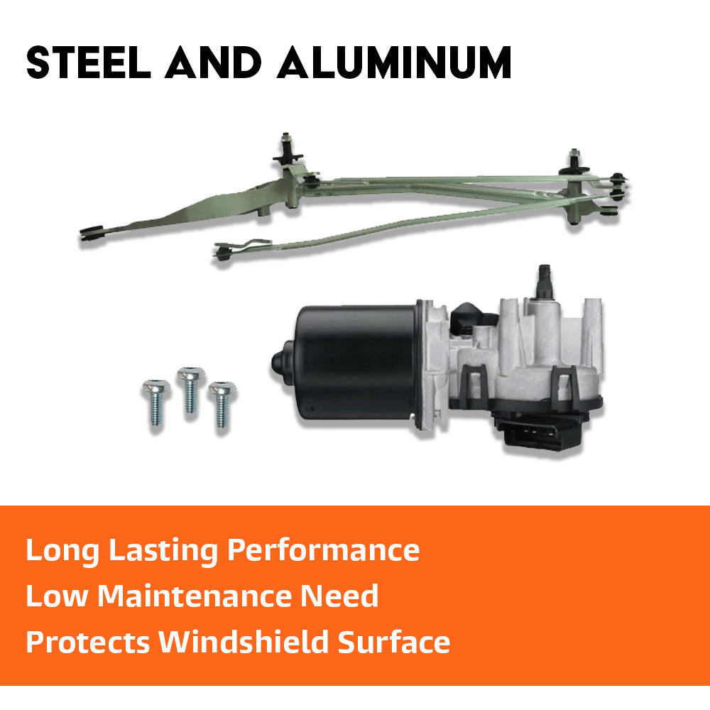 Close-up of wiper motor gearbox and linkage joints for Qashqai