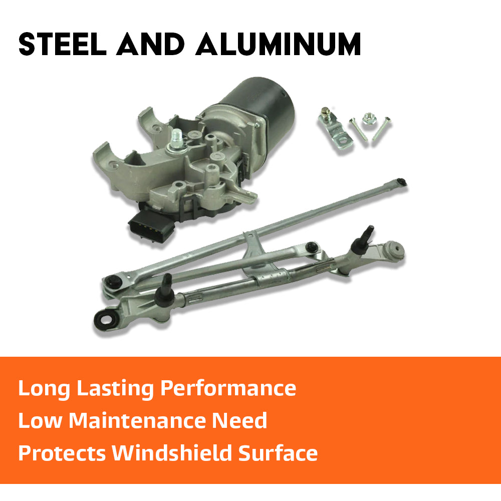 Close‑up of wiper linkage joints and motor housing for Dacia Duster windscreen