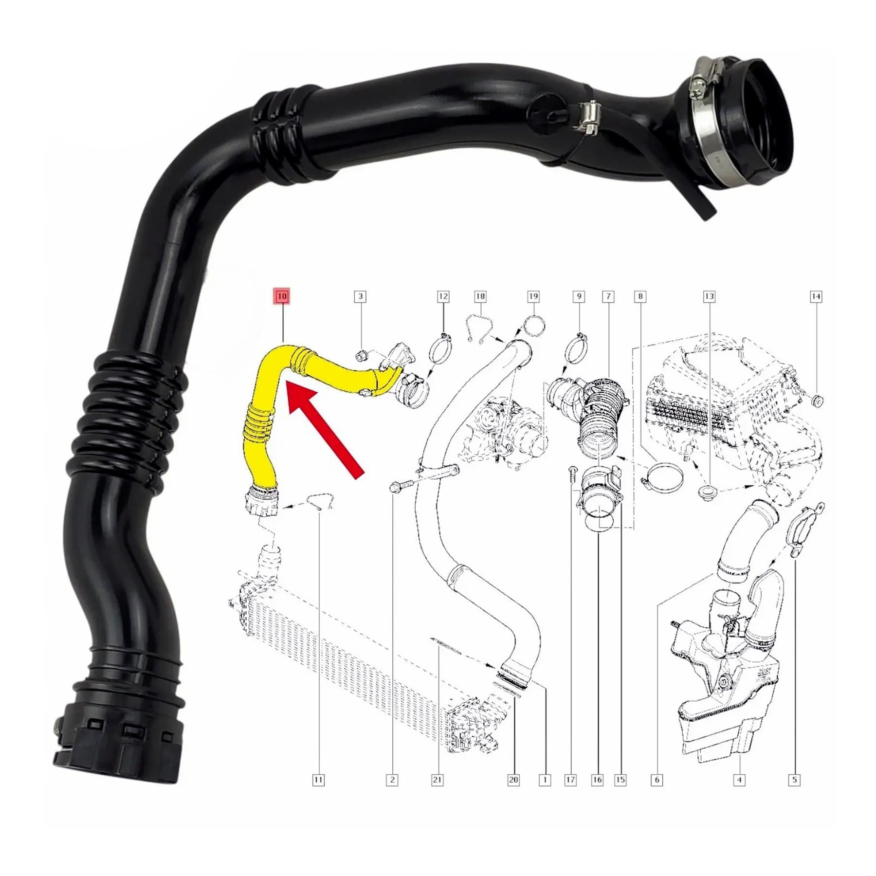 Engine bay air flow hose for Renault Laguna diesel 1.5L