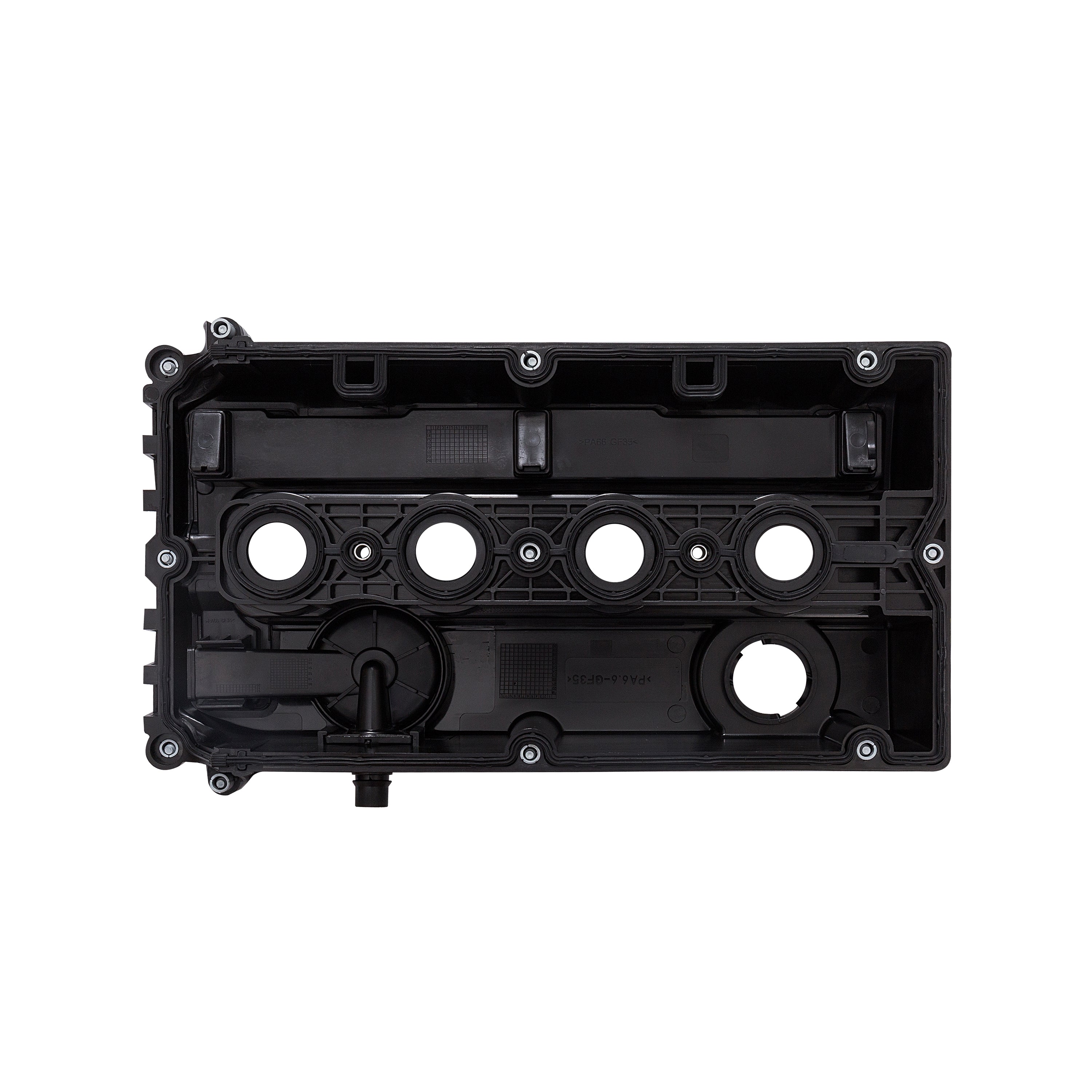 Camshaft rocker cover housing with gasket white background