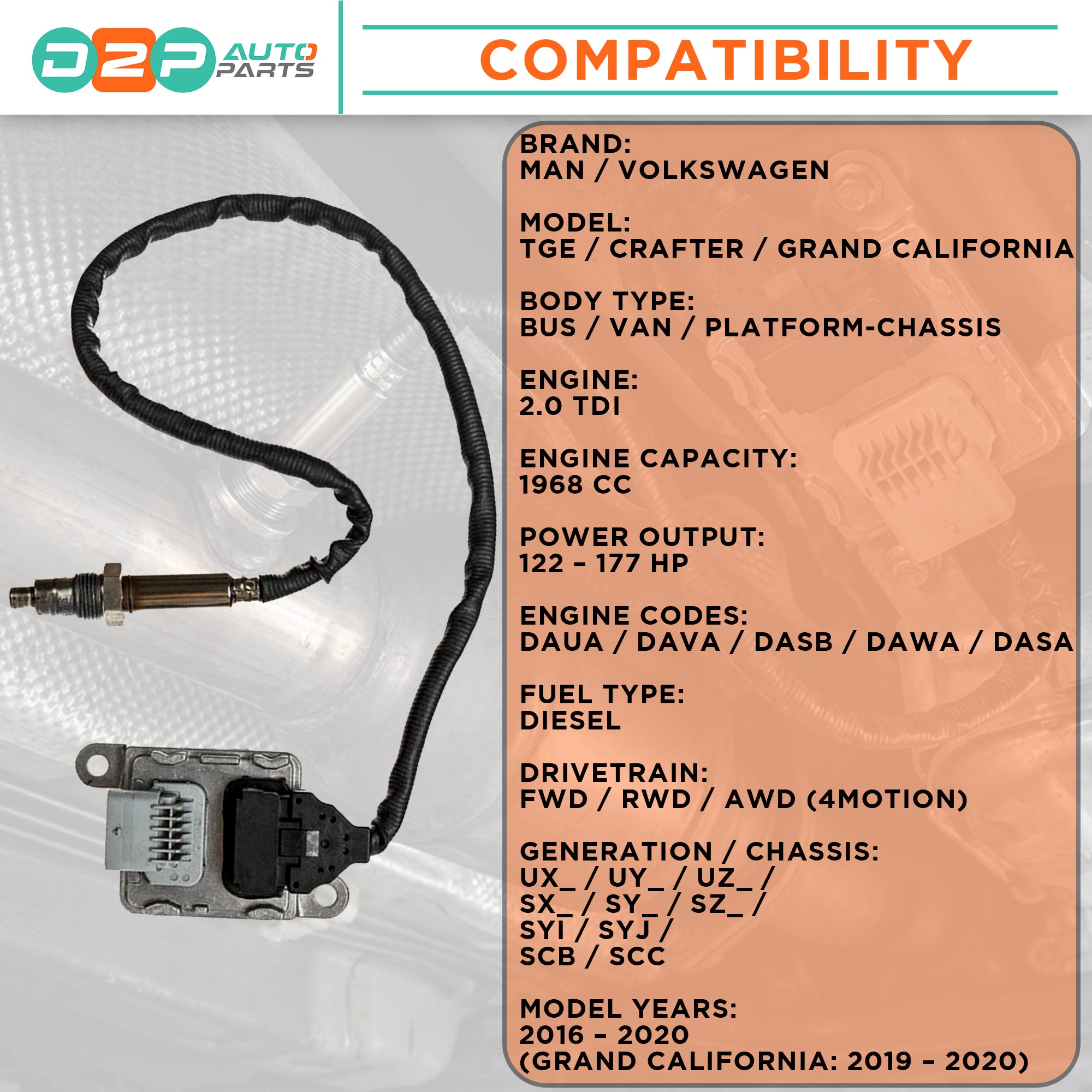 Compatibility of MAN TGE diesel NOx sensor emission control unit