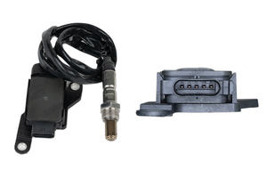 Detailed view of NOx sensor tip and harness plug for Volkswagen van exhaust