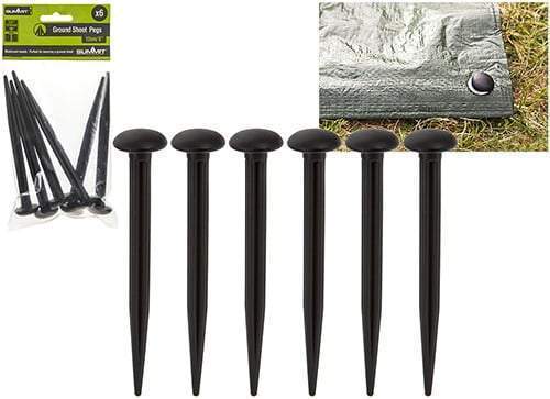 Summit 5" Groundsheet Mushroom Tent Pegs Camping Awning Guy Rope Pack of 6 - D2P Autoparts