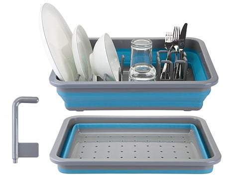 Summit Pop Dish Drainer With Draining System Blue Plastic Camping Plates Rack - Blue / Grey - D2P Autoparts